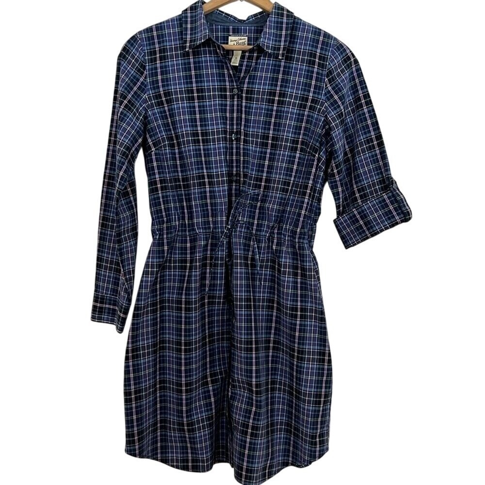 Heritage Collection by GH Bass & Co. women's shirt dress plaid cinch waist 10